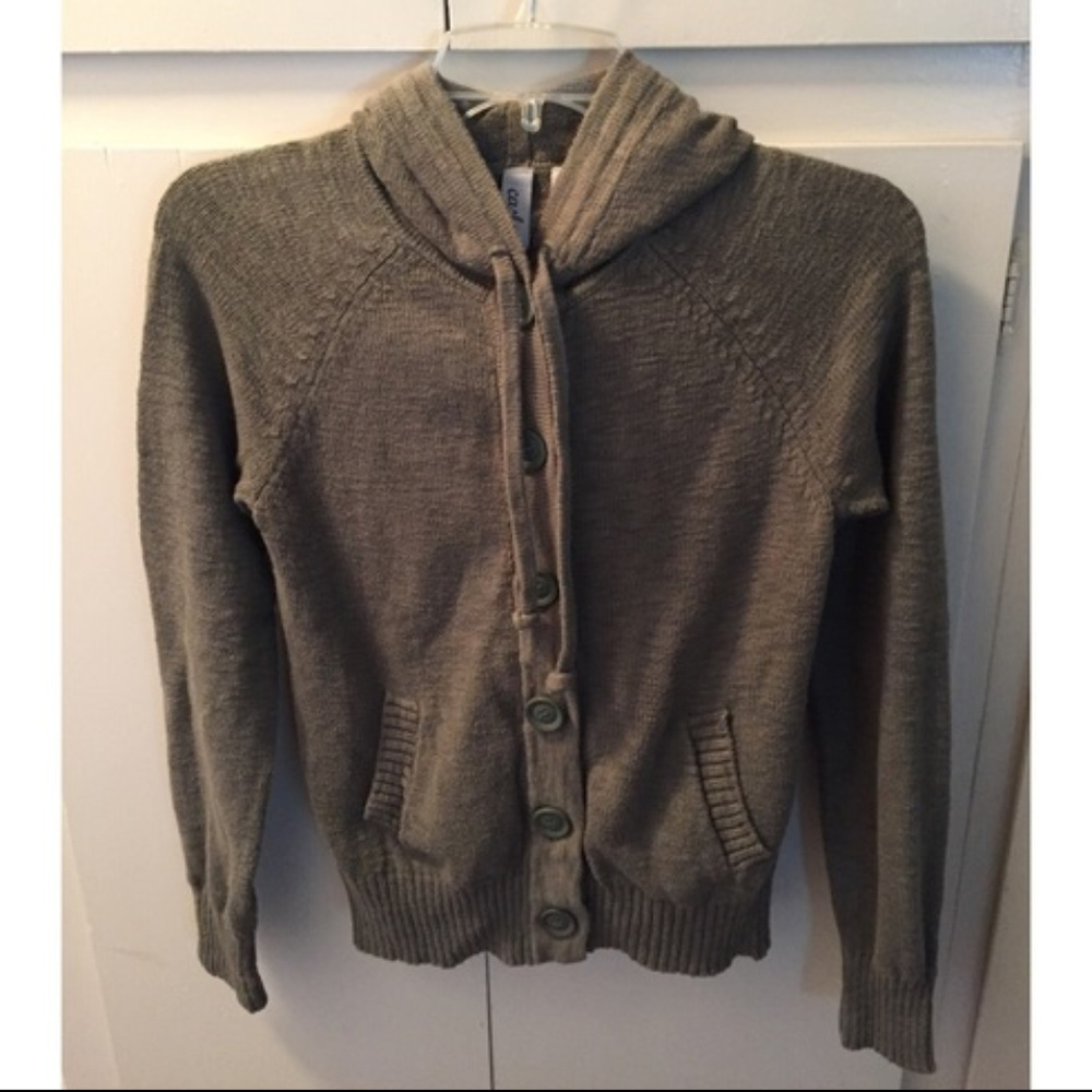 ISO Caslon Hooded Sweater Cardigan olive/green